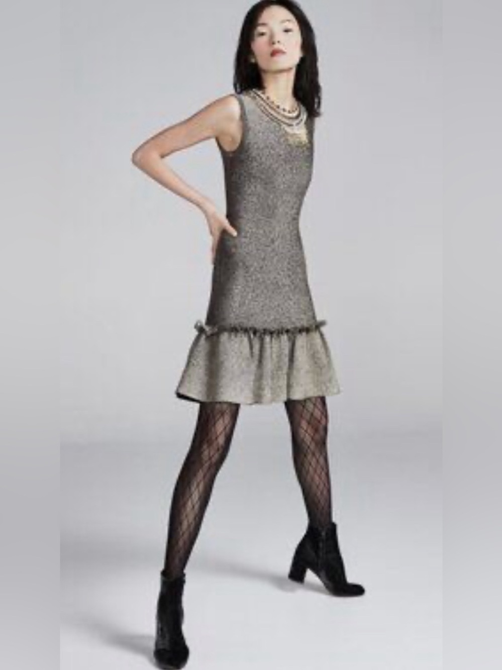 A.L.C. kilmer crewneck sleeveless metallic knit mini dress